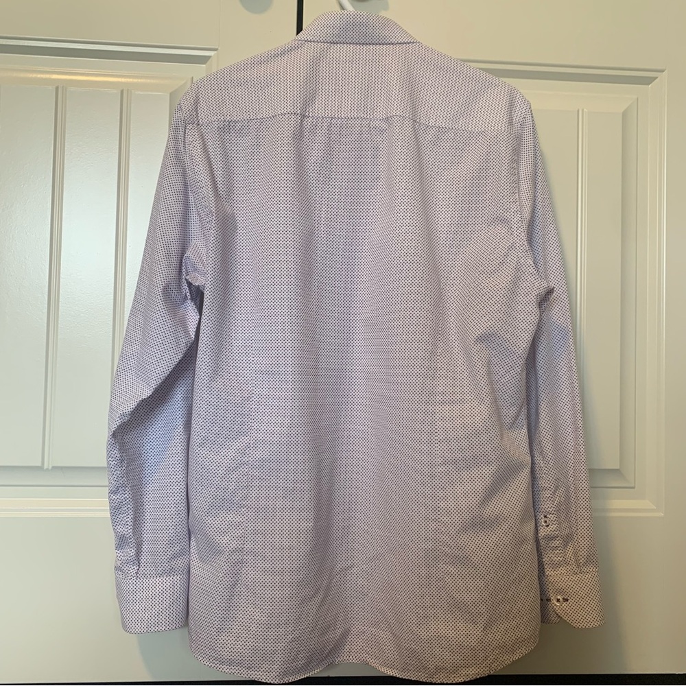 Strauss button up collared dress shirt men’s white red blue - Picture 5 of 6